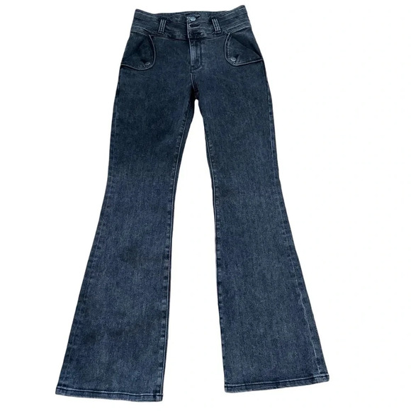 Kut From The Kloth Ana High Rise Flare Women’s Black Washed Denim Jeans Sz 2 GUC - Picture 1 of 7